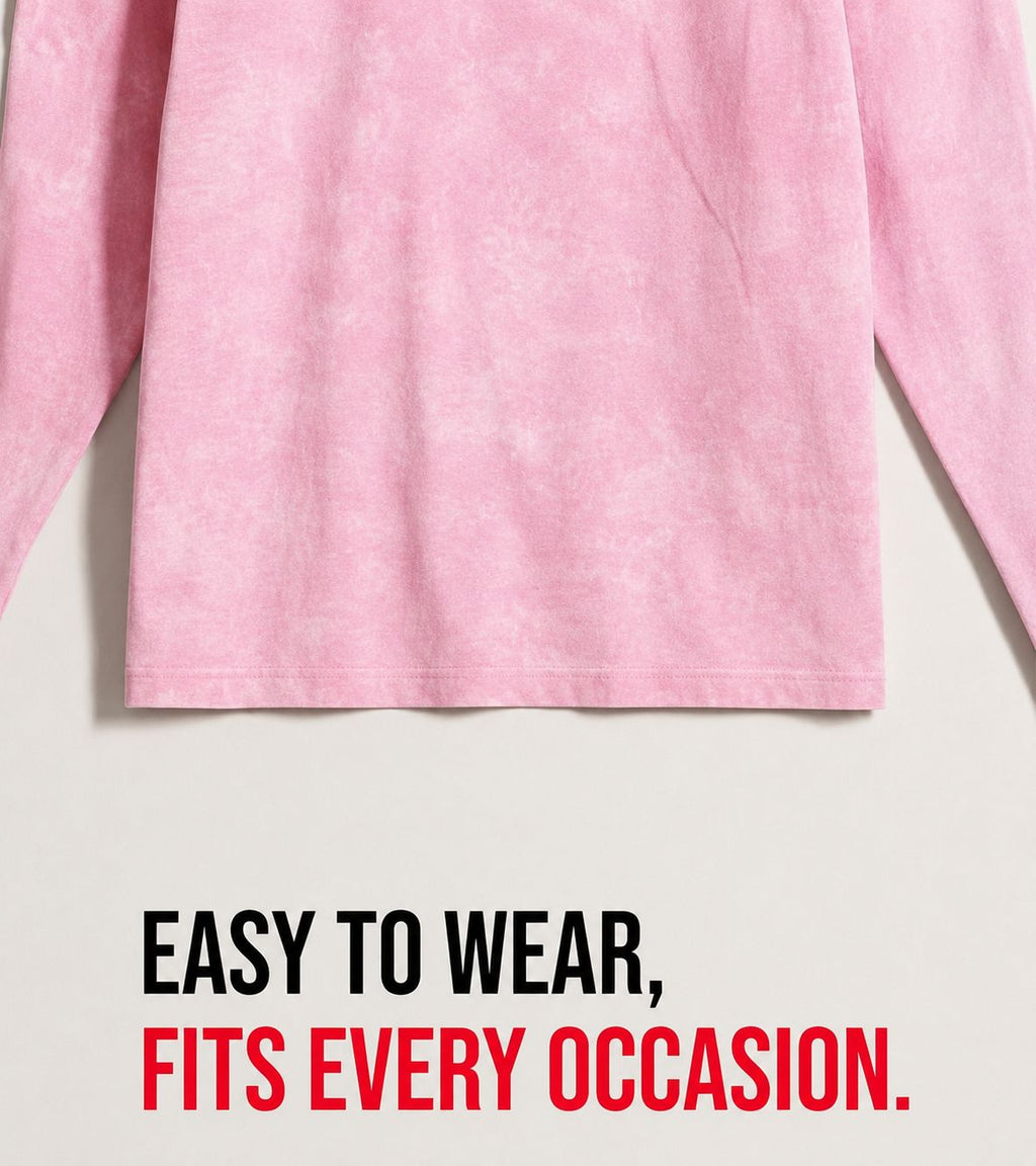 Pink Long Sleeve Acid Washed