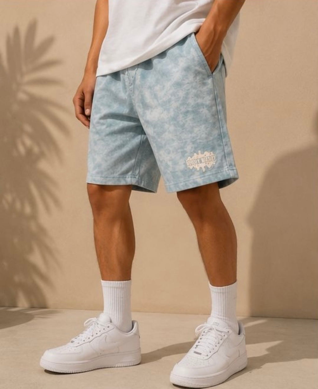 Blue Acid Washed Shorts