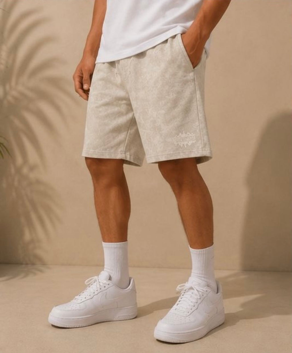 Grey Acid Washed Shorts