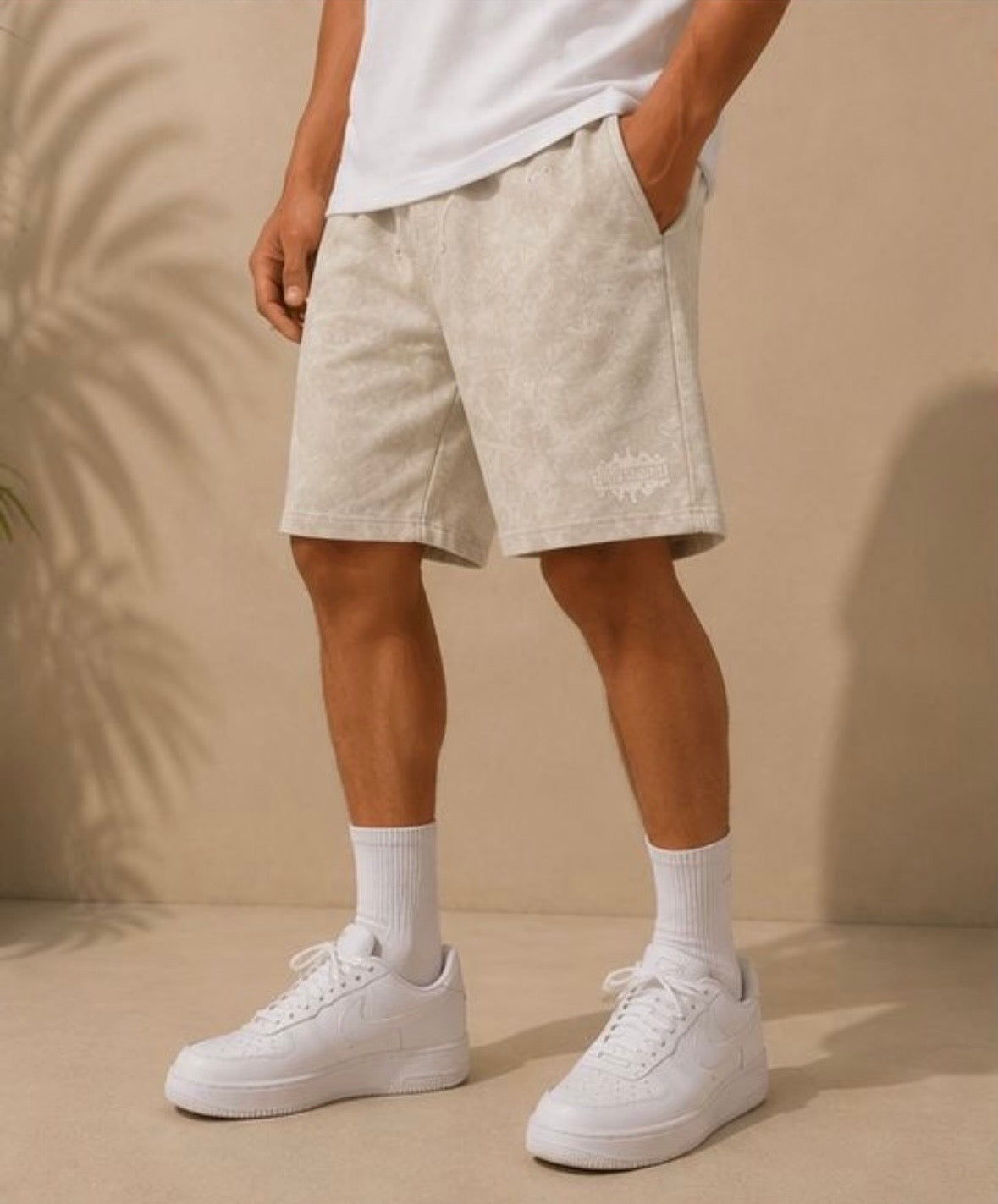 Grey Acid Washed Shorts