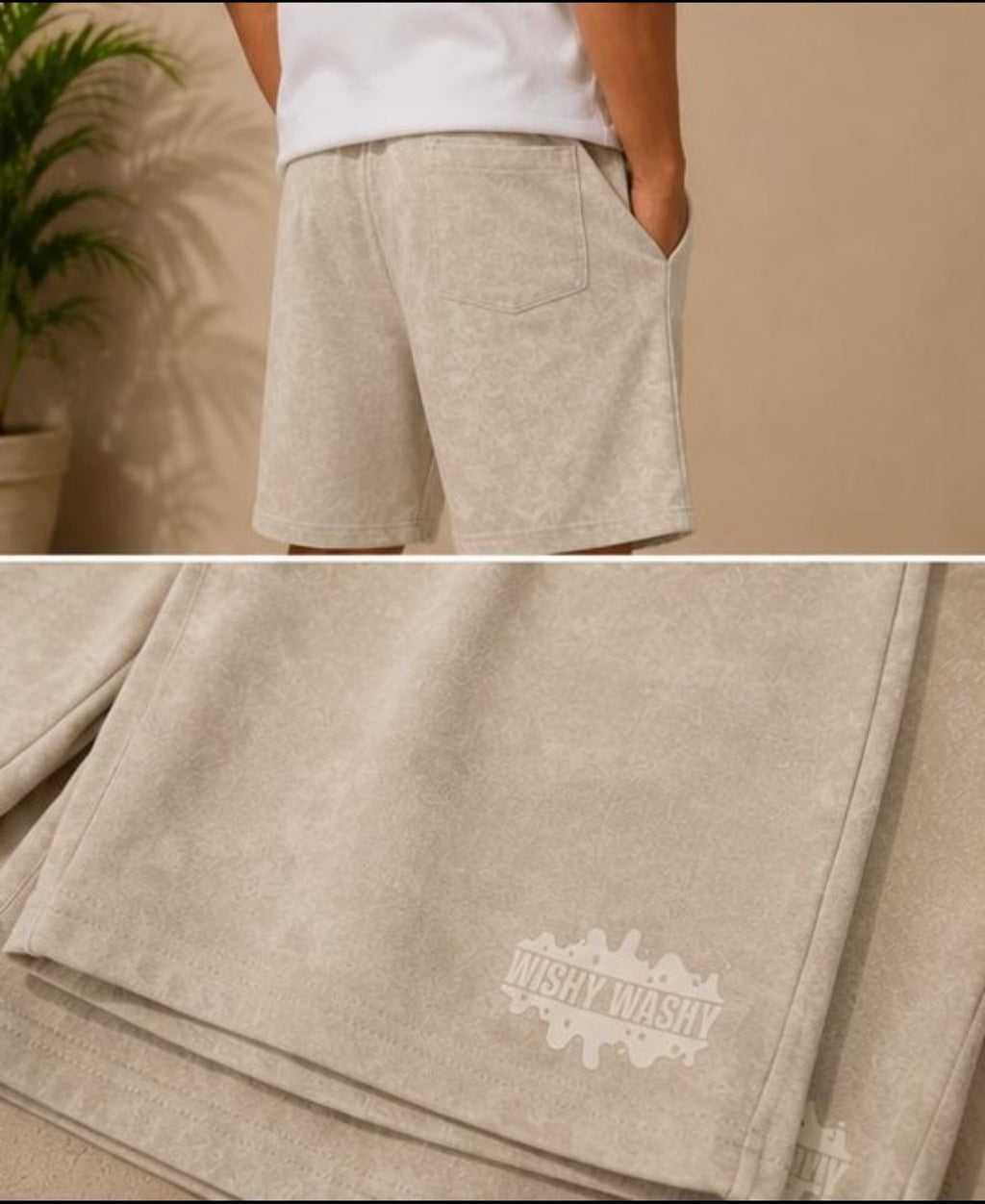Grey Acid Washed Shorts