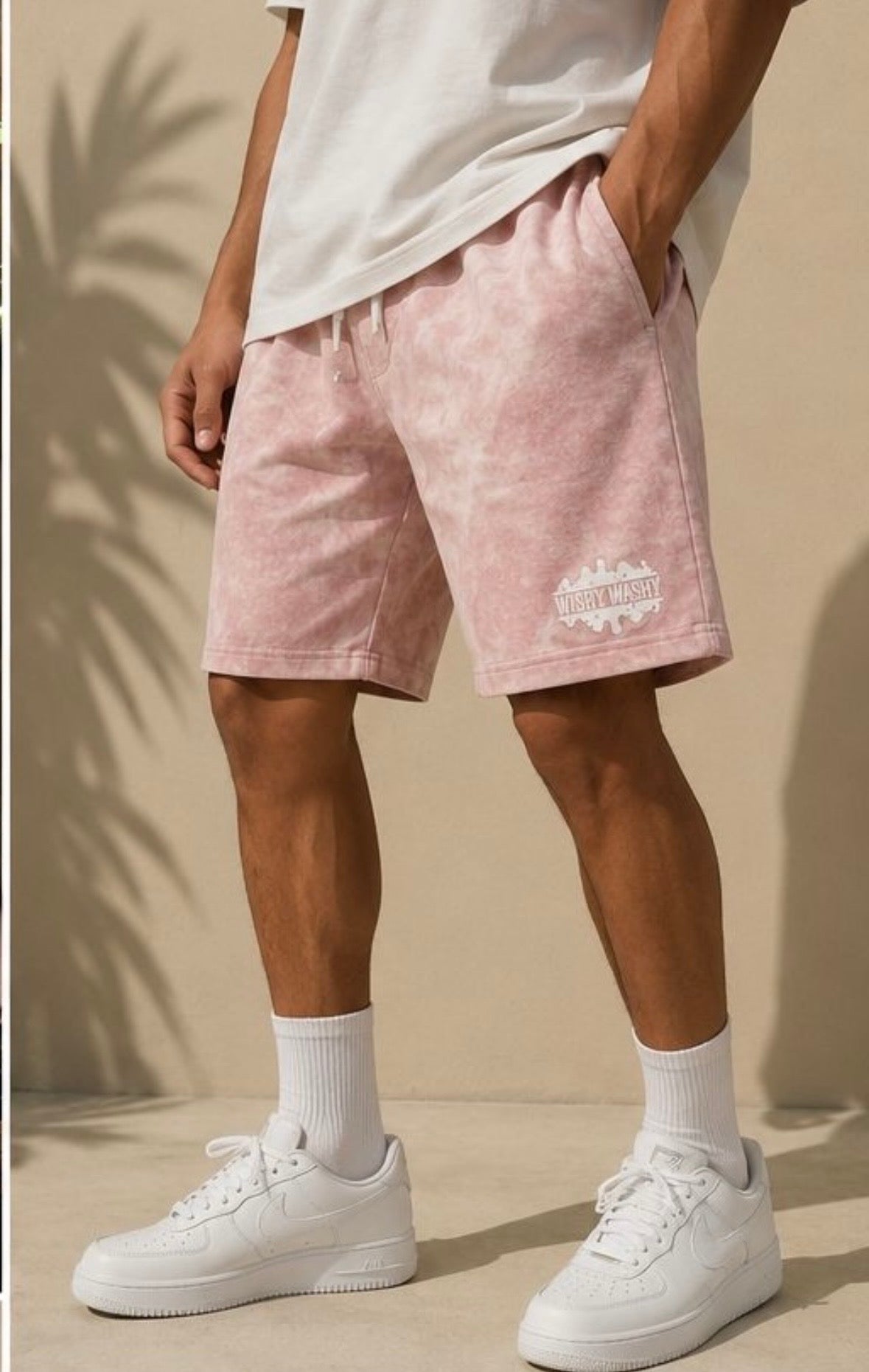 Pink Acid Washed Shorts