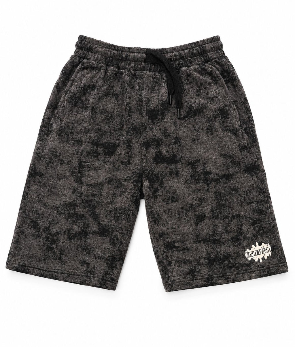 Black Acid Washed Shorts