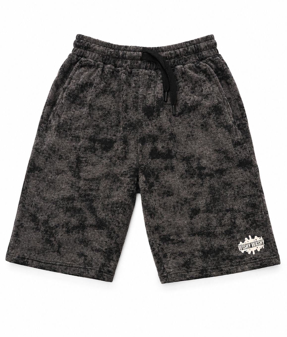 Black Acid Washed Shorts