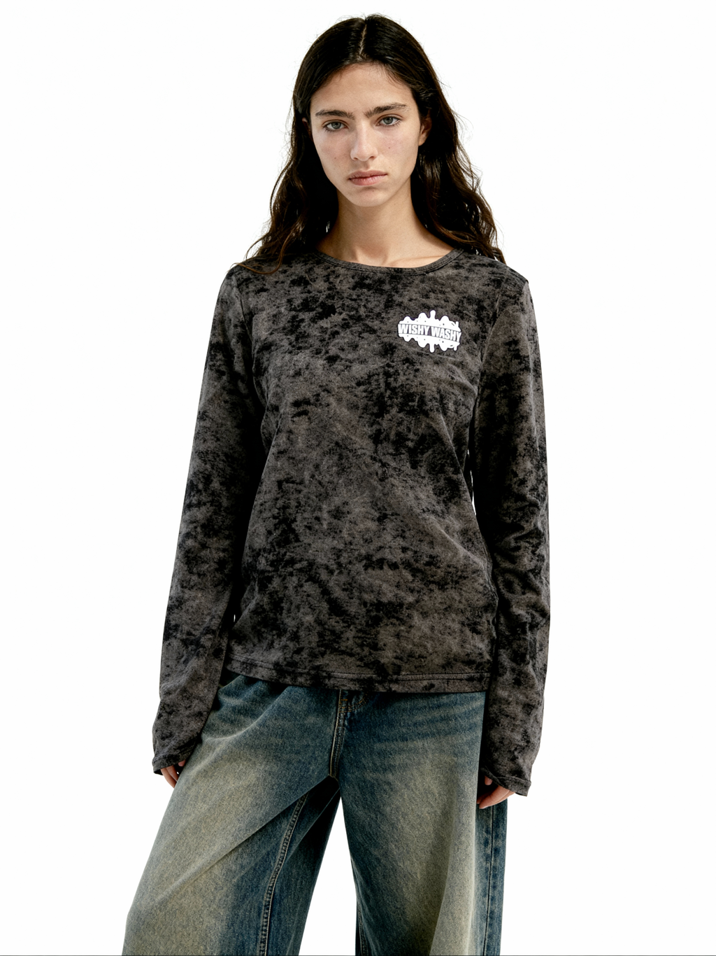 Black Acid Washed Long Sleeve